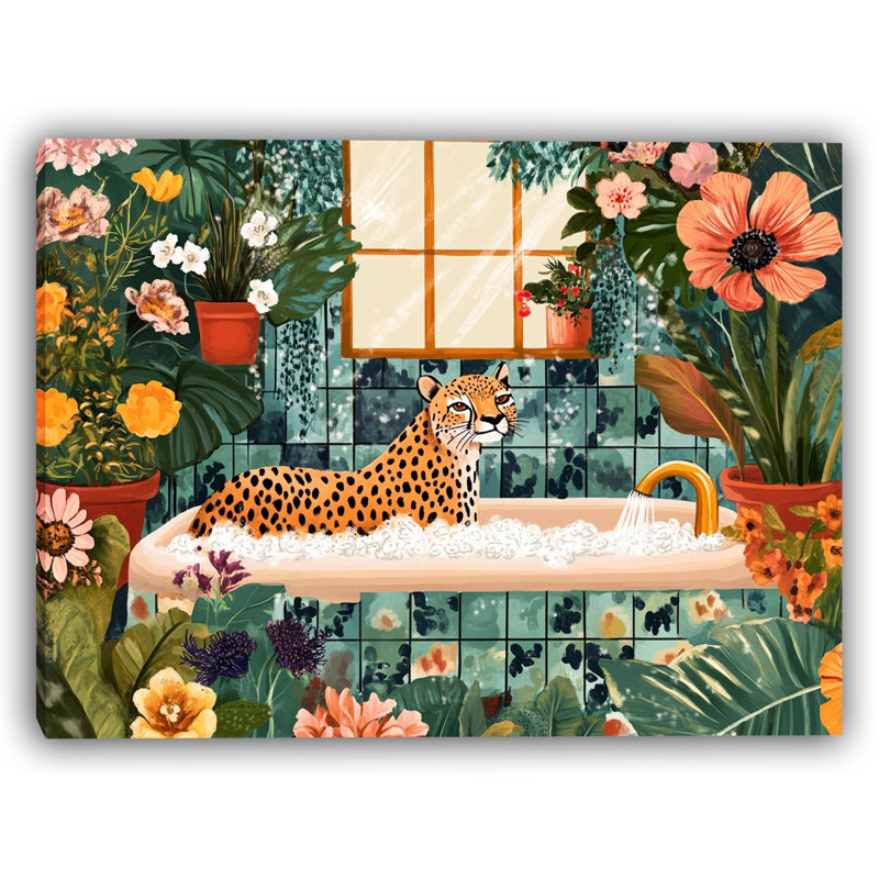 Jungle Spa Serenity - toile de guépard dans un bain floral
