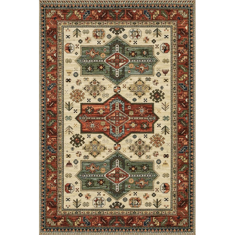 Tapis décoratif vert à motif traditionnel Green, Sous-tapis rectangulaire de 3 pi 3 po x 4 pi 11 po