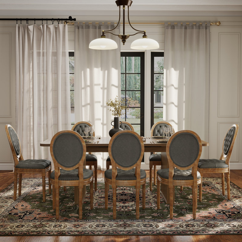 Ensemble de salle à manger Mid-Century, Vert olive, Table, 8 chaises