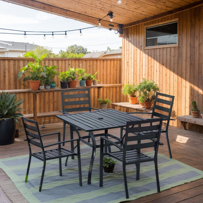 Patio Steel Square 4-Person Dining Set
