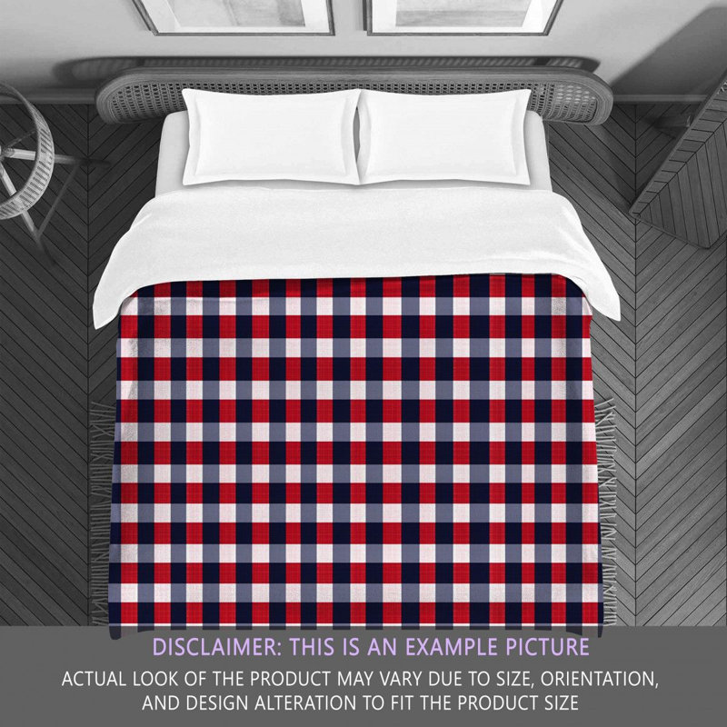 Gingham Comforter, Navy/Red, King Comforter