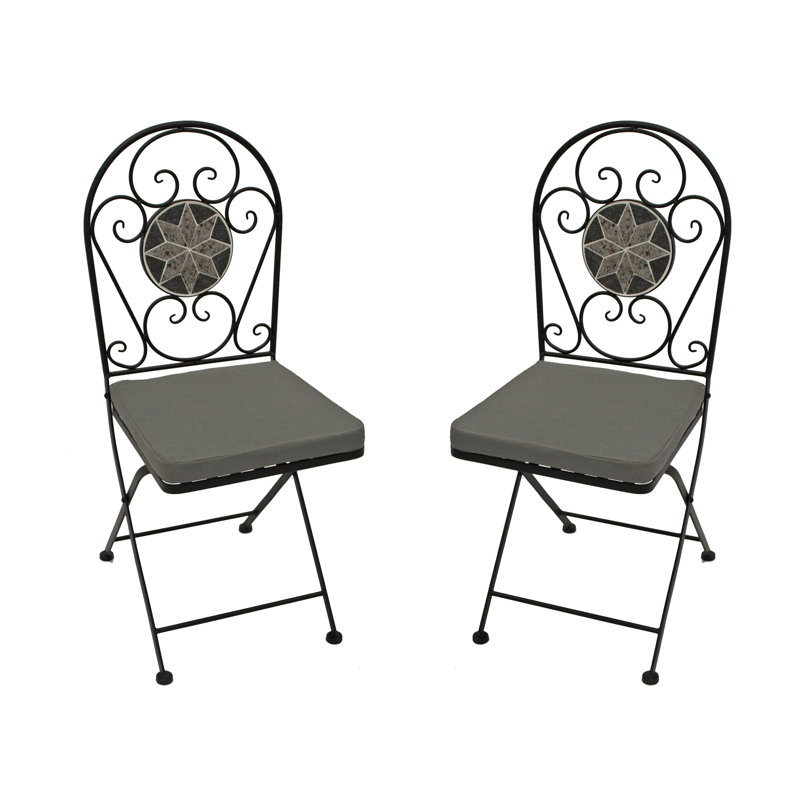 Spivey Folding Patio Dining Side Chair with Cushion