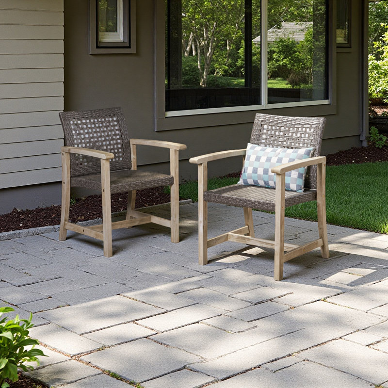 Chaise en bois et osier (ensemble de 2)