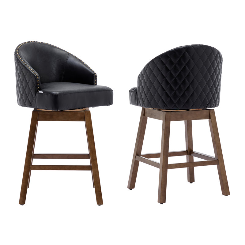 Nivelles Swivel Upholstered Counter Stool, Brown, Black