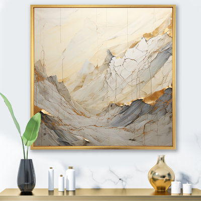 «Beige And Gold Glacier Stone Simplicity IV», reproduction d'art sur toile abstraite