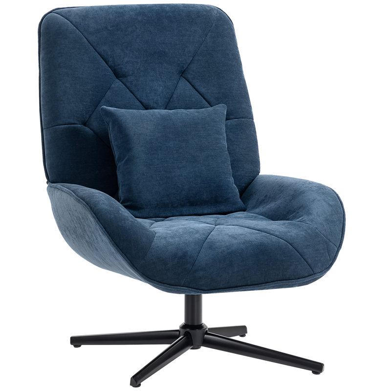 Upholstered Swivel Armchair, Dark Blue