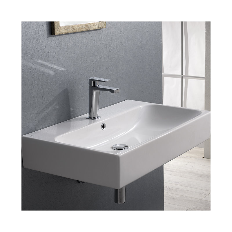 CeraStyle By Nameeks Pinto 18.11'' White Ceramic Rectangular Bathroom Sink with Overflow, Single Hole