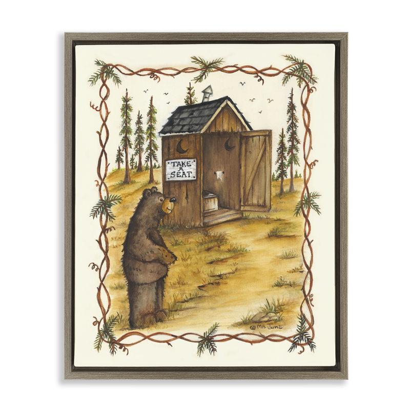 Art mural sur toile «Take A Seat Outhouse Floater» par Mary Ann June, Cadre flottant orme Montalcino, H 21 po x l 17 po