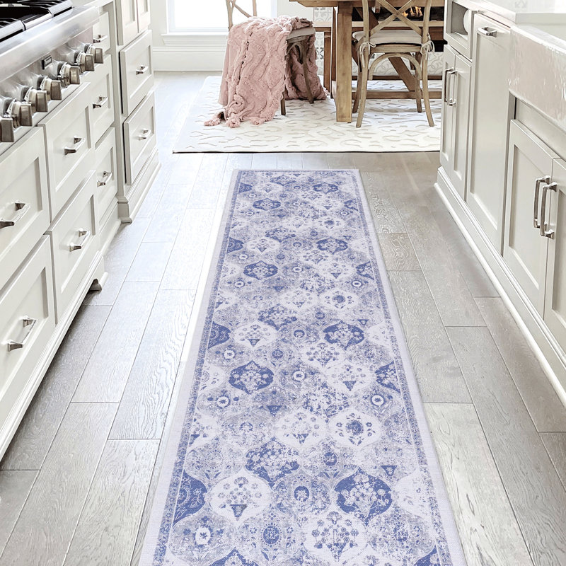 Blue Washable Area Rug, Low-Pile, Foldable, Non-Slip, Non-Shedding - Fine For Making Bedroom, Living Room, Kitchen, Dining Room More Attractive Low-Pile Suitable Your Home Beautiful In