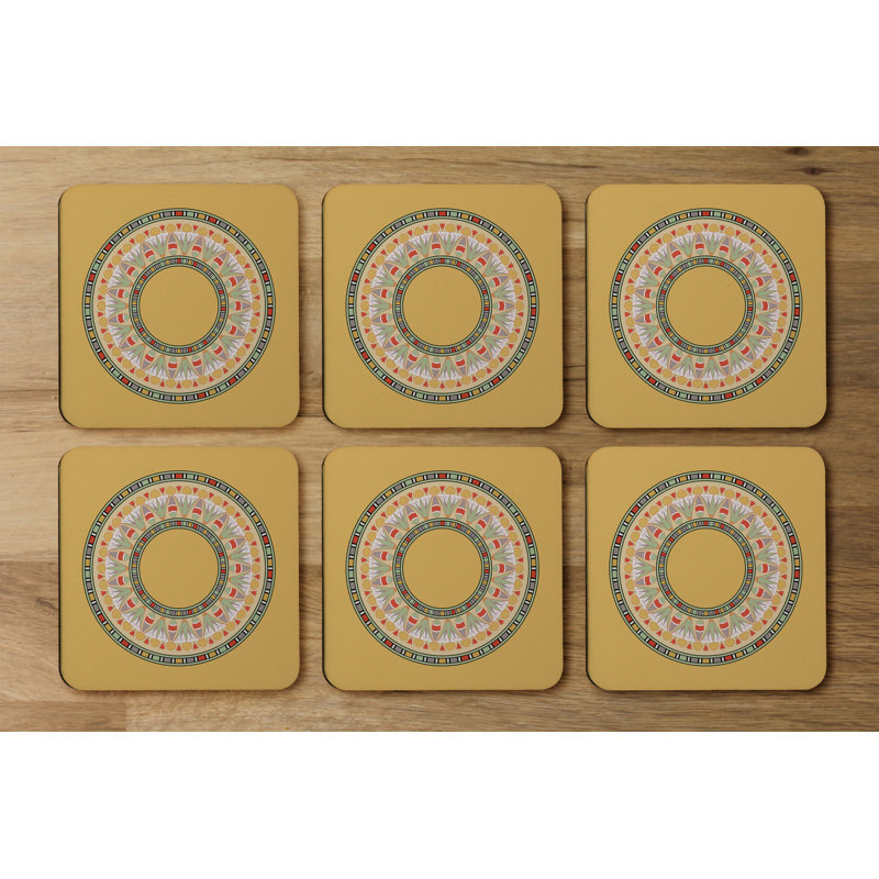 Square 6 Piece Coaster Set, Orange
