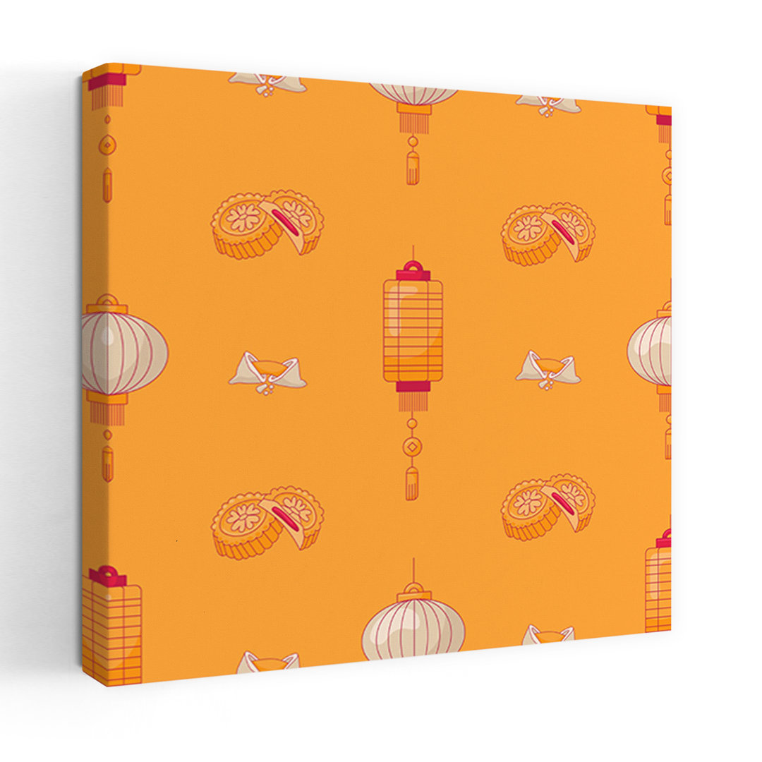 Festive Mooncake Lanterns Traditional Autumn Wall Art Print