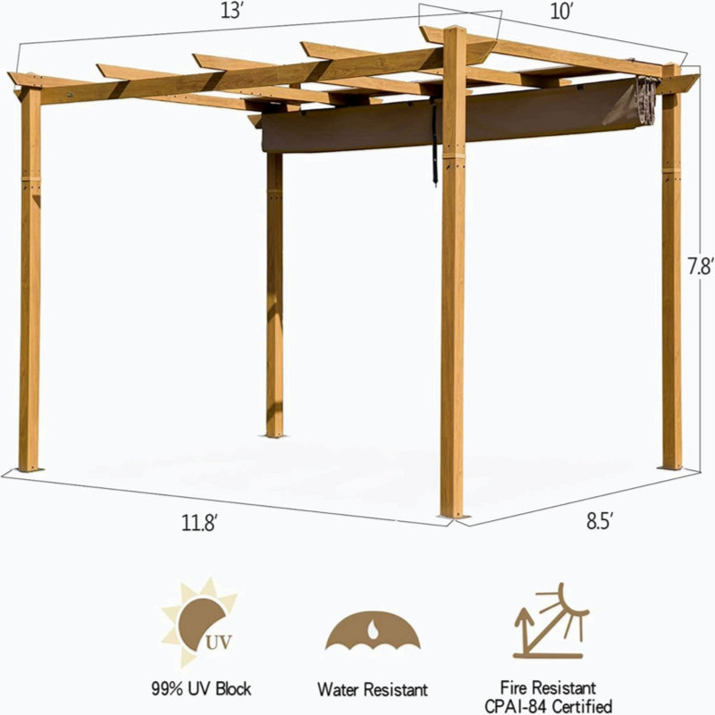 Aluminum Vault Gazebo, 10 (ft) x 13 (ft), Teak Coated