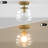 8''-1-light Electroplating Brass Metal And Glass Semi Flush Mount Lighting For Living Room/bedroom-1078841870