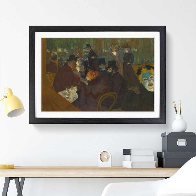 At the Cabaret by Henri De Toulouse-Lautrec - Picture Frame Painting, Black Framed, 36cm H x 48cm W x 2cm D