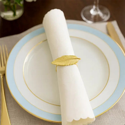 Rond de serviette en métal plaqué or, lot de 4