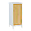Armoire de rangement pour salle de bain avec porte à lattes en bambou