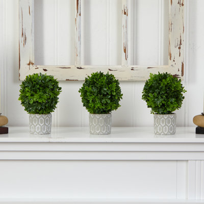  9in. Boxwood Artificial Mini Topiary (Set of 3)