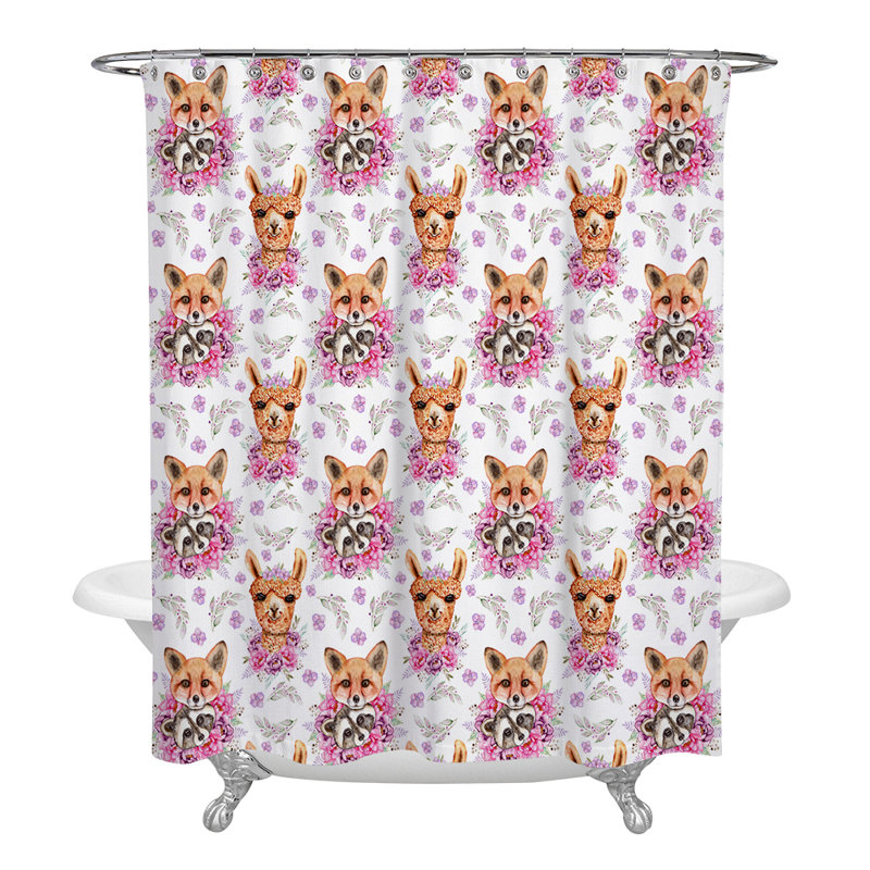 Rideau de douche simple à imprimé animal avec crochets, H 93 po x l 70 po