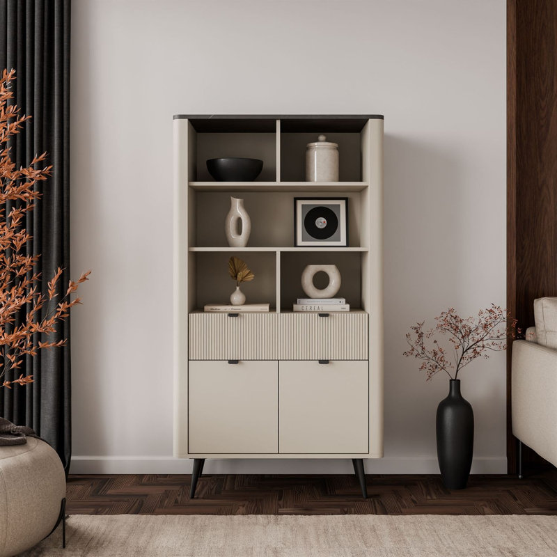 163cm H x 90cm W Bookcase, cashmere / grey stone