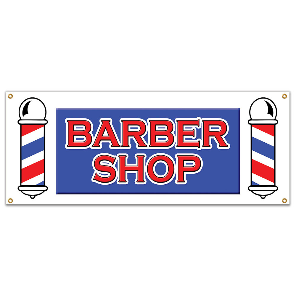 SignMission Barber Shop Banner Heavy Duty 13 Oz Vinyl With Grommets Single  Sided Wayfair