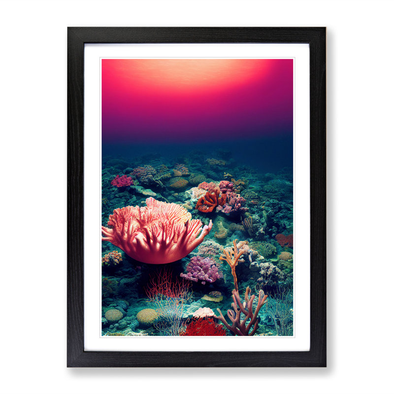 XV1022-1716X Coral Reef Floor - Single Picture Frame Print, Black, 64cm H x 46cm W