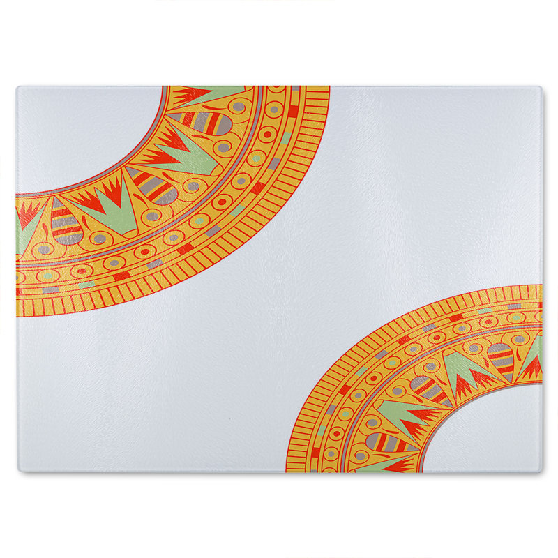 Egyptian Hieroglyphs Glass Chopping Board, 28cm L x 20cm W