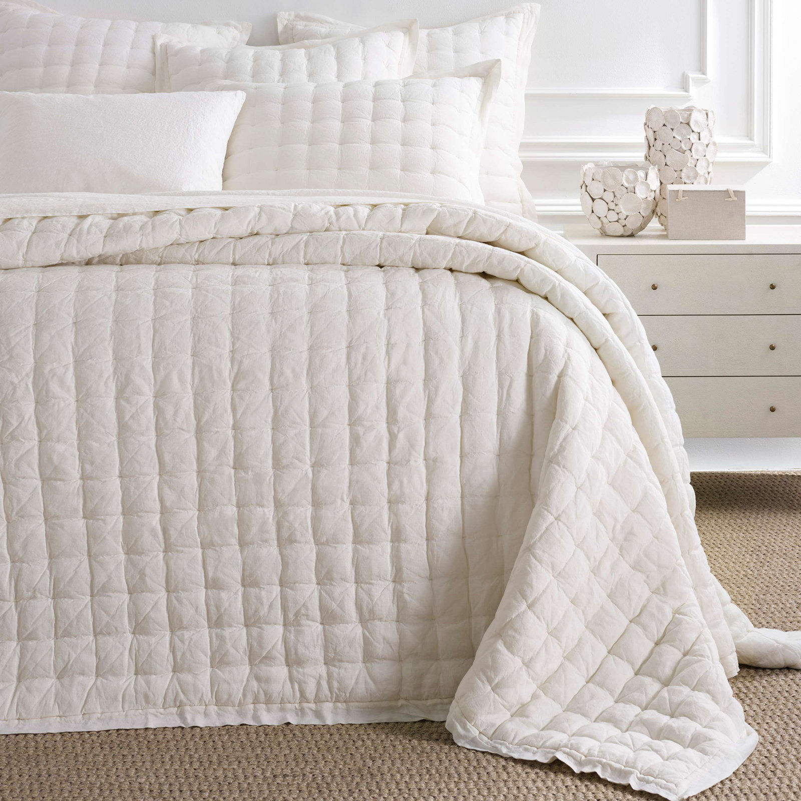 Lush Linen Quilt Set, Full/Queen Quilt, Ivory
