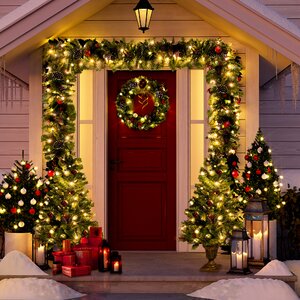 The Holiday Aisle® Pre-lit Christmas Decoration 4-Piece Set, Garland ...