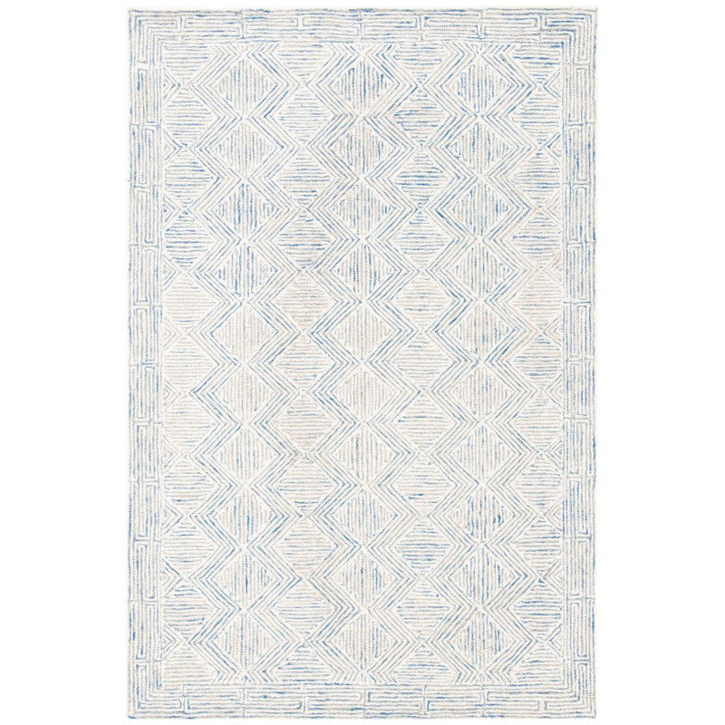 Tapis géométrique en laine et coton touffeté à la main Cave Spring, Rectangle 4 pi x 6 pi