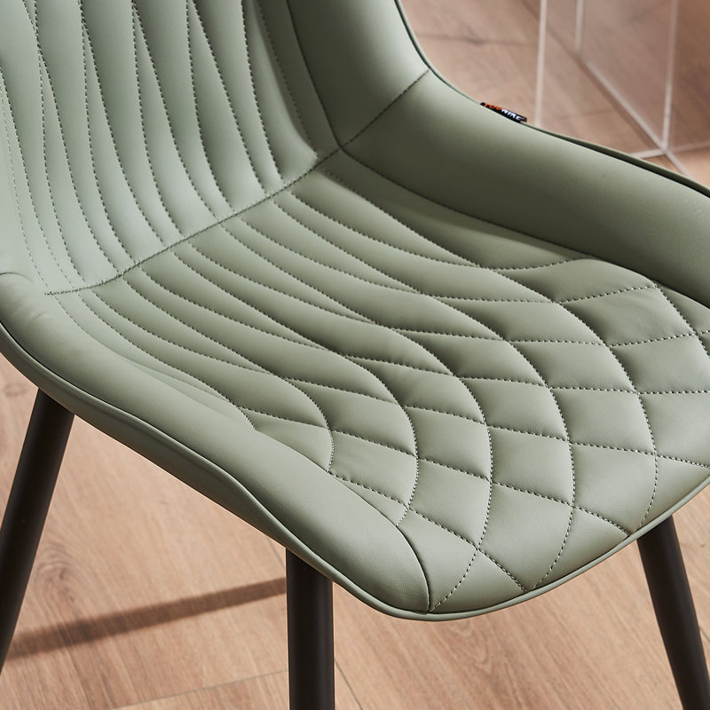 Modern Dining Chairs Faux Leather Upholstered Kitchen Chairs Side Chair With Metal Legs, Olive Green