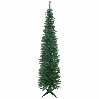 Artificial Pencil Christmas Tree, Slim Xmas Tree With 499 Realistic Branch Tips And Plastic Stand,