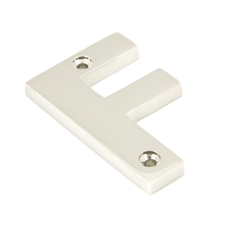7.8cm H Metal House Letter, F, Polished Nickel