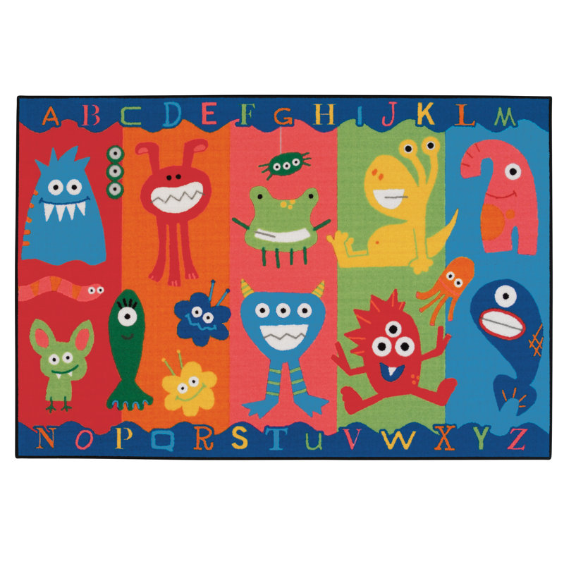 Tapis lavable à la machine Alphabet Monsters Playful Literacy Classroom KID $ Rugs, Rectangle 4 pi x 6 pi