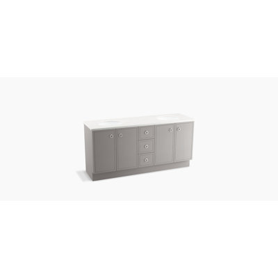 Jacquard 72" Vanity Base Only with Toe Kick, 4 Doors and 3 Drawers, Split Top Drawer
