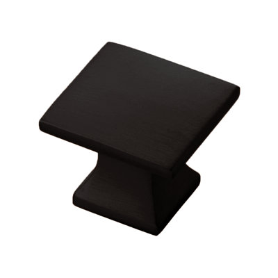 Poignée carrée Studio Collection - bouton d'armoire 1-1 / 4 po x 1-1 / 4 po noir mat - Quincaillerie transitionnelle pour tiroirs et armoires