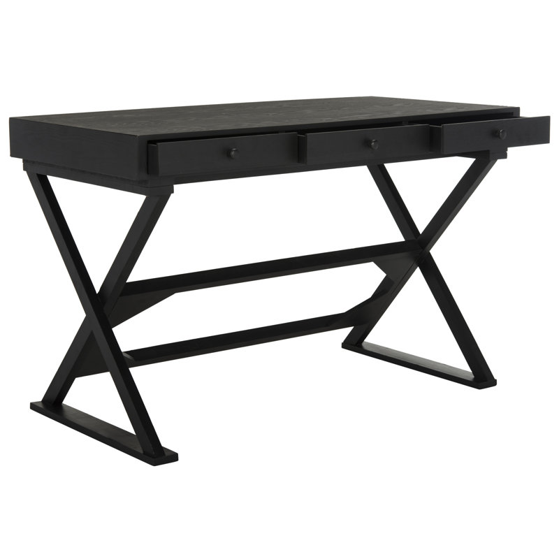 Abisha Solid Wood Solid Wood Writing Desk, Weathered Black