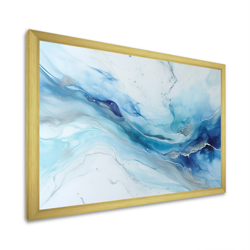 «White and Blue Glacier Charm», impression sur toile encadrée de formes abstraites, H 16 po x l 32 po x P 1 po