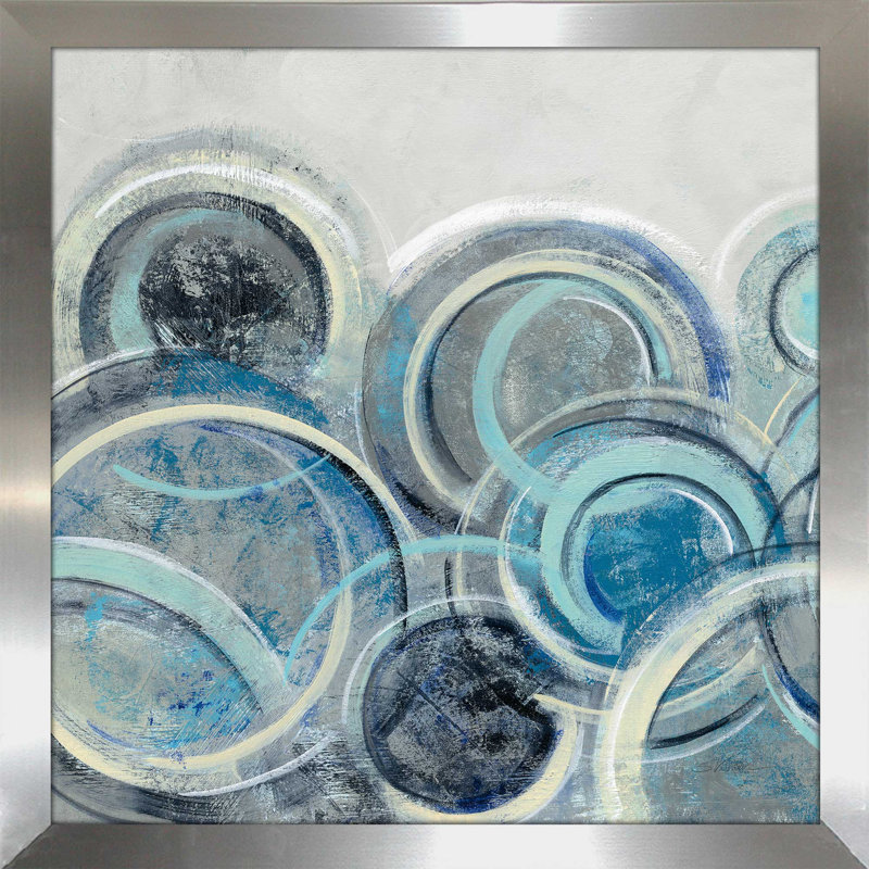 " Variation Blue Grey II ", 21.5" H x 21.5" W x 0.75" D, Silver Framed