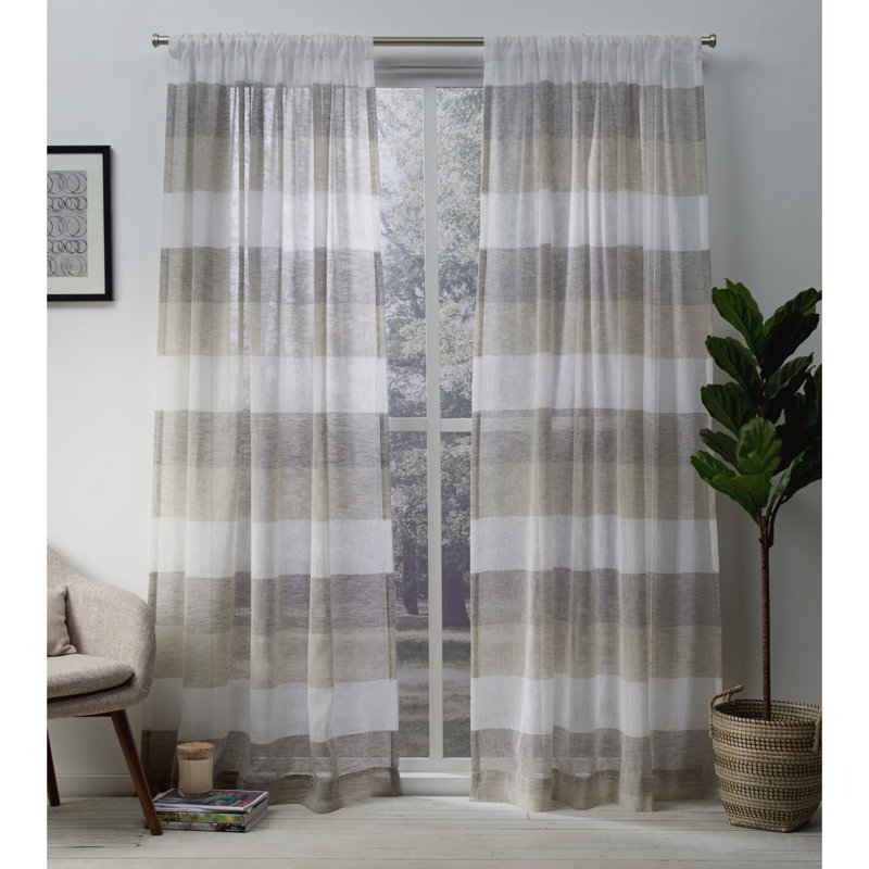 Erkin Polyester Semi-Sheer Sliding Panel Pair, 54"W x 108"L, Natural