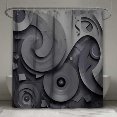 Gray Abstract Spirals Shower Curtains Extra Long