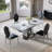 70.08" Dining Table Set Of 4,Rectangle Faux Marble Table And 4 Faux Leather Dining Chairs With Stainless Steel Base-65684235-65684236-63227913