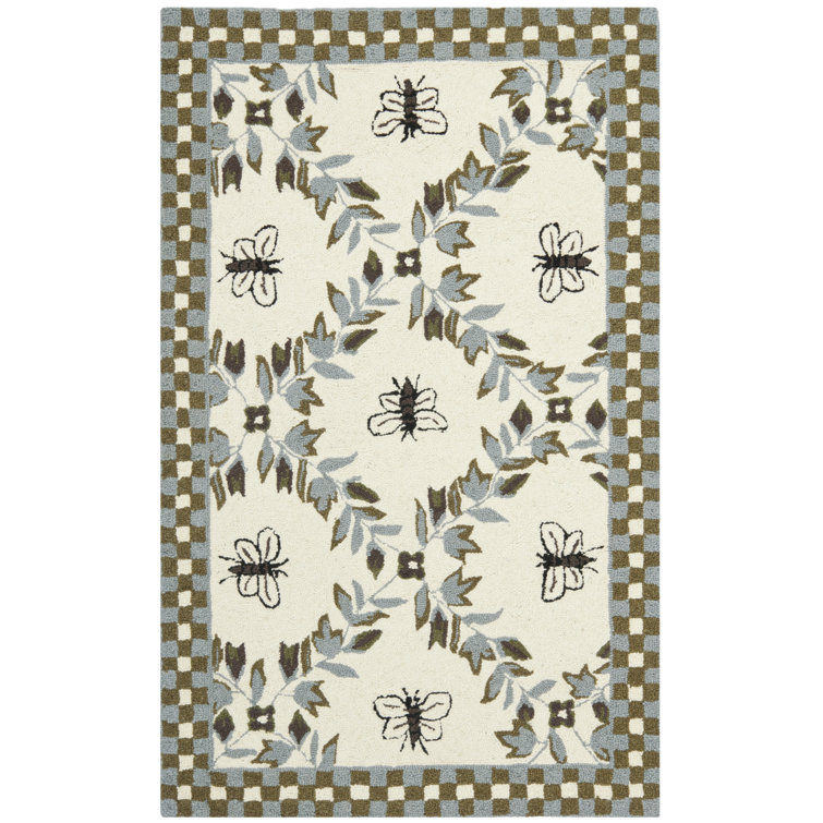 Hollander Floral Handmade Tufted Wool Ivory Area Rug