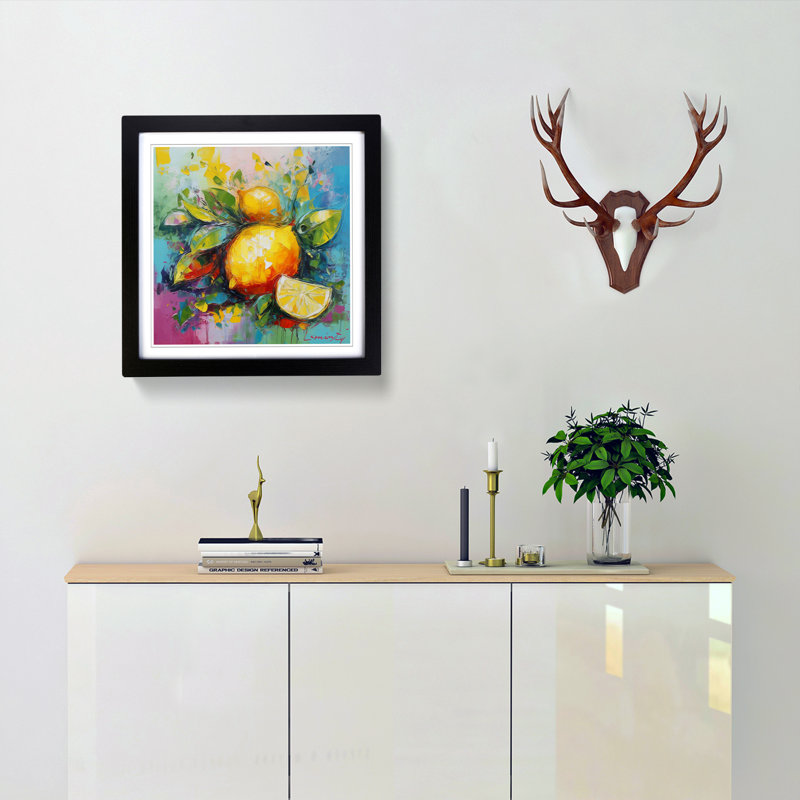 Lemon Fruit Fauvism - Framed Print, Black Framed