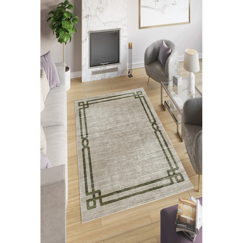 Stylish Area Carpet, Grey, 4.6 x 7.2 Feet | 100% Polyester, 650 g/m² | Antibacterial, Eco-Friendly, Non-Slip PVC Dot Underside | Machine Washable, Digital Printed, Perfect for Living Room & Bedroom Décor