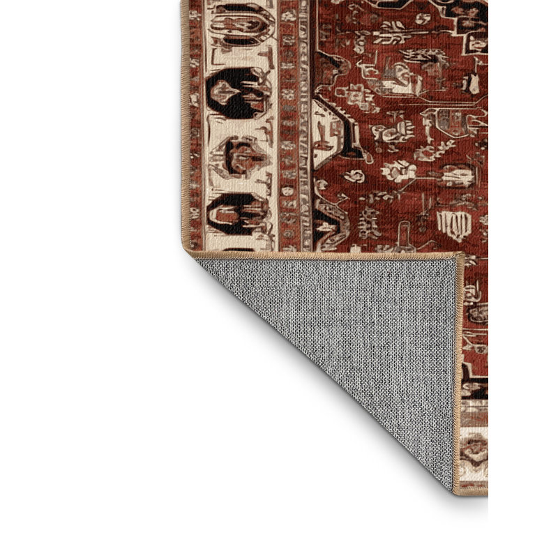 Machine Washable Persian Brown Area Rug, Round 7'