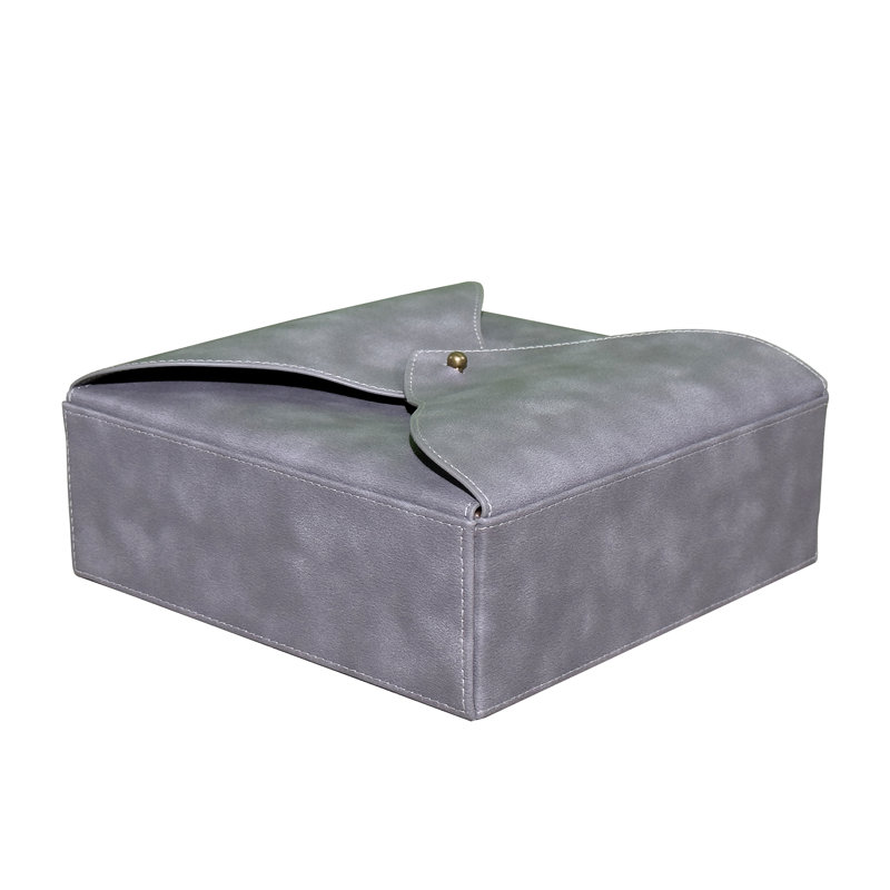 Leather Jewelry Box for Her, Dark Gray
