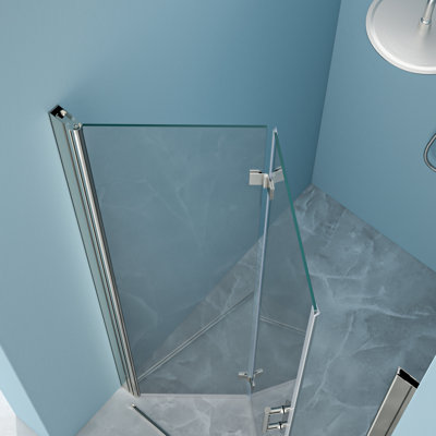 Porte de douche Bi l 36 po x H 72 po, verre trempé, cadre stable, base optimisant l'espace,