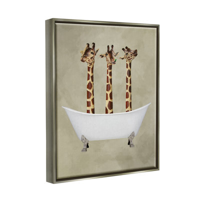 Trois girafes dans une baignoire, art mural par Coco De Paris
