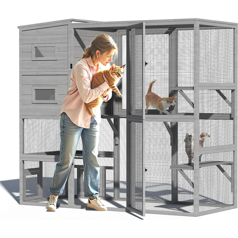 Grand enclos extérieur pour chat Catio 4 To Connect, Gris