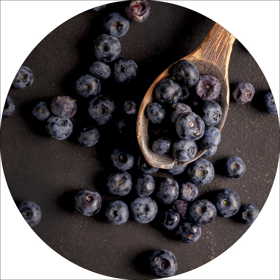 Blueberries – Druck ohne Rahmen auf Floatglas